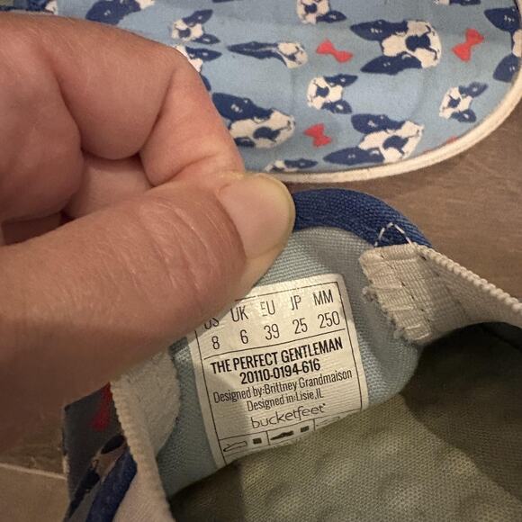 Bucketfeet Shoes Mens Size 8 The Perfect Gentleman Boston Terrier Slip On Canvas - Picture 4 of 10